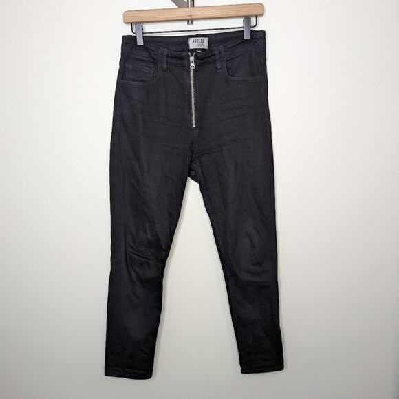 Agolde Nico Exposed Zipper High Rise Slim Jeans Black | Size 28 - Picture 2 of 6